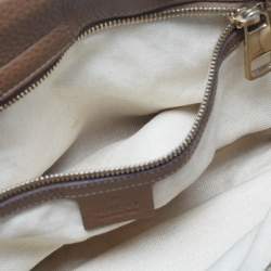 Pre Owned Gucci Bamboo Shopper Brown Leather Medium Tote