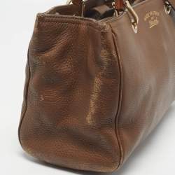 Pre Owned Gucci Bamboo Shopper Brown Leather Medium Tote