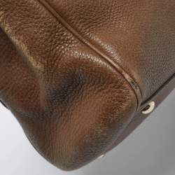 Pre Owned Gucci Bamboo Shopper Brown Leather Medium Tote