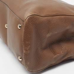 Pre Owned Gucci Bamboo Shopper Brown Leather Medium Tote