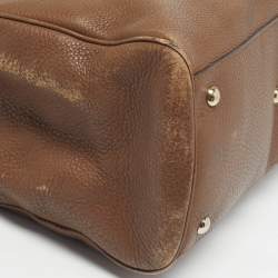 Pre Owned Gucci Bamboo Shopper Brown Leather Medium Tote