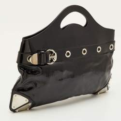 Pre Owned Gucci Romy Black Patent Leather Satchel