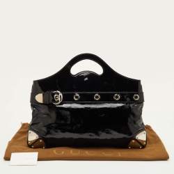 Pre Owned Gucci Romy Black Patent Leather Satchel