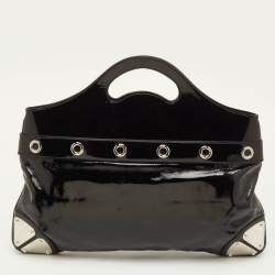 Pre Owned Gucci Romy Black Patent Leather Satchel