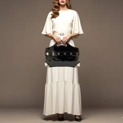 Pre Owned Gucci Romy Black Patent Leather Satchel