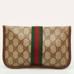 Pre Owned حقيبة صغيرة غوتشي أوفيديا جلد وكانفاس سوبريم جي جي بني / بيج 