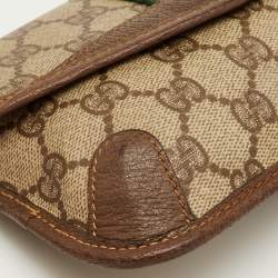 Pre Owned حقيبة صغيرة غوتشي أوفيديا جلد وكانفاس سوبريم جي جي بني / بيج 