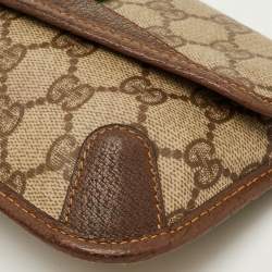 Pre Owned حقيبة صغيرة غوتشي أوفيديا جلد وكانفاس سوبريم جي جي بني / بيج 
