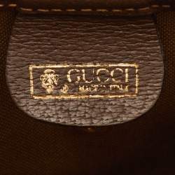 Pre Owned حقيبة صغيرة غوتشي أوفيديا جلد وكانفاس سوبريم جي جي بني / بيج 