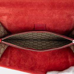 Pre Owned Gucci Brown Red Medium GG Supreme Dionysus Shoulder Bag