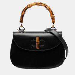 مملوكة مسبقًا Gucci Black Grained Calfskin Bamboo Night