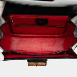 Pre Owned حقيبة غوتشي بامبو نايت جلد عجل محبب أسود