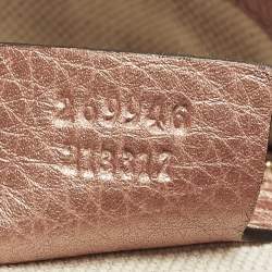 Pre Owned Gucci Bella Metallic Pink/Beige GG Canvas and Leather Tote