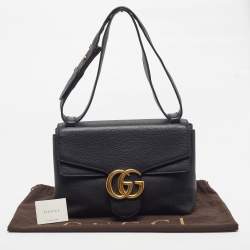 مملوكة مسبقًا Gucci GG Marmont Black Leather Flap Shoulder Bag