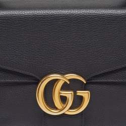 مملوكة مسبقًا Gucci GG Marmont Black Leather Flap Shoulder Bag