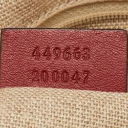 Pre Owned Gucci Dome Medium Red Micro Guccissima Leather Bag