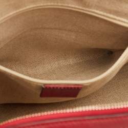 Pre Owned Gucci Dome Medium Red Micro Guccissima Leather Bag