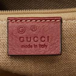 Pre Owned Gucci Dome Medium Red Micro Guccissima Leather Bag