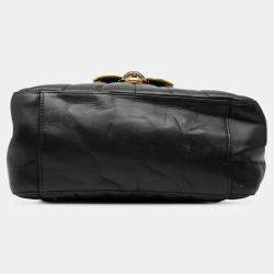 Pre Owned Gucci Black Calfskin Bamboo Trapuntata Queen Margaret Backpack