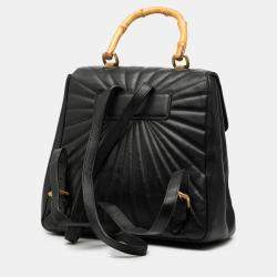 Pre Owned Gucci Black Calfskin Bamboo Trapuntata Queen Margaret Backpack