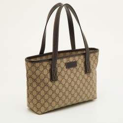 Pre Owned Gucci Beige/Brown GG Supreme Canvas and Leather Tote