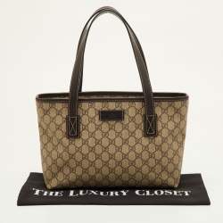 Pre Owned Gucci Beige/Brown GG Supreme Canvas and Leather Tote