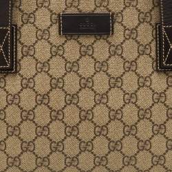 Pre Owned Gucci Beige/Brown GG Supreme Canvas and Leather Tote