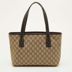 Pre Owned Gucci Beige/Brown GG Supreme Canvas and Leather Tote