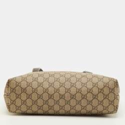 Pre Owned Gucci Beige/Brown GG Supreme Canvas and Leather Tote