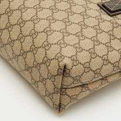 Pre Owned Gucci Beige/Brown GG Supreme Canvas and Leather Tote
