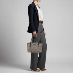 Pre Owned Gucci Beige/Brown GG Supreme Canvas and Leather Tote