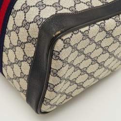 مملوكة مسبقًا حقيبة بوسطن غوتشي قماش جي جي سوبرم كحلي / بيج متوسط ويب فينتاج