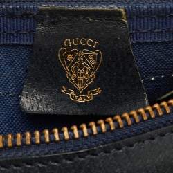 مملوكة مسبقًا حقيبة بوسطن غوتشي قماش جي جي سوبرم كحلي / بيج متوسط ويب فينتاج