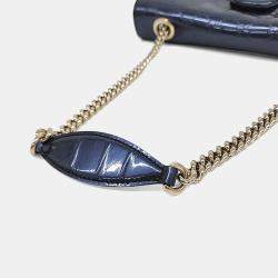 Pre Owned حقيبة كتف سلسلة هورسبيت غووتشي جلود سيمالاين زرقاء