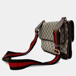 Pre Owned حقيبة ماسنجر من غوتشي جلد بني وبي في سي جي جي سوبريم