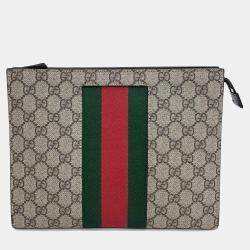 Pre Owned Gucci Beige PVC GG Supreme Web Pouch