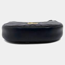 Pre Owned Gucci Black Leather Marmont Half Moon Mini Shoulder Bag