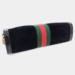 مملوكة مسبقًا Gucci Black Suede Ophidia GG Suede Shoulder Bag