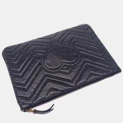 Pre Owned حقيبة كلتش غوتشي مارمونت جلد أسود GG