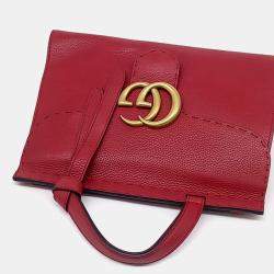 Pre Owned حقيبة يد كتف غوتشي مارمونت جلد حمراء