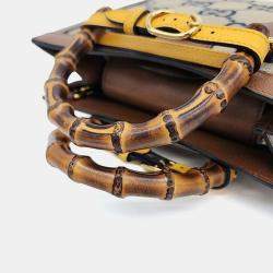مملوكة مسبقًا Gucci Brown Bamboo and Coated Canvas Diana Tote and Shoulder Bag