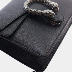Pre Owned Gucci Black Small Leather Dionysus  Crossbody