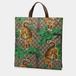 Pre Owned Gucci Brown GG Supreme Bengal Convertible Tote