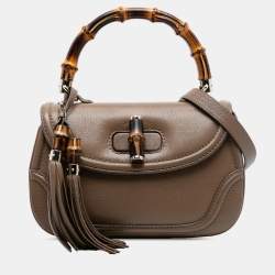 مملوكة مسبقًا Gucci Brown Medium Leather New Bamboo Satchel