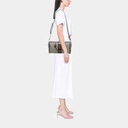 Pre Owned Gucci Brown Medium GG Supreme Ophidia Top Handle Bag