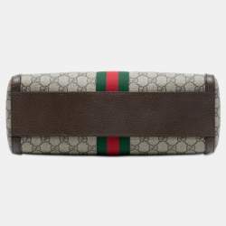 Pre Owned Gucci Brown Medium GG Supreme Ophidia Top Handle Bag