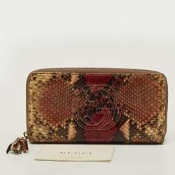 Pre Owned Gucci Soho Multicolor Python Zip Around Wallet