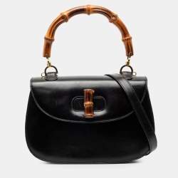 Pre Owned غوتشي جلود عجل سوداء بامبو نايت