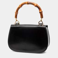 Pre Owned Gucci Black Calfskin Bamboo Night