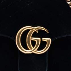 Pre Owned Gucci Medium GG Marmont Matelasse Velvet Shoulder Bag